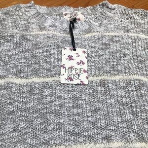 NWT Gray Hippie Rose Striped Sweater